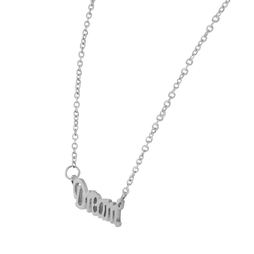 Dream Script Stainless Steel Pendant Necklace