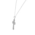 925 Sterling Silver White Clear CZ Religious Cross Pendant Necklace