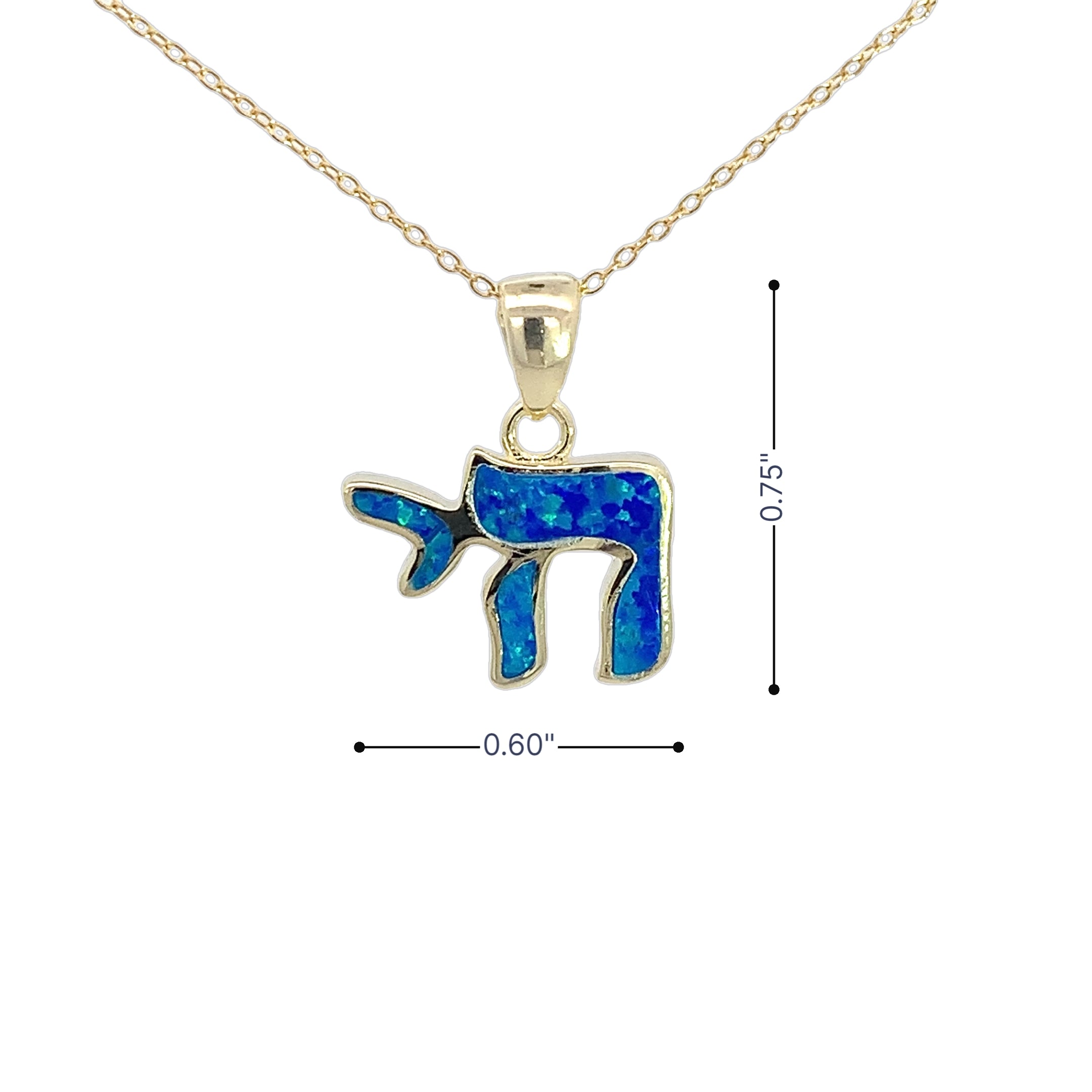 My Daily Styles 925 Sterling Silver Simulated Opal Chai Jewish Pendant