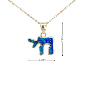 My Daily Styles 925 Sterling Silver Simulated Opal Chai Jewish Pendant