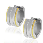 Stainless Steel Two-Tone Polished Hoop Huggie Earrings