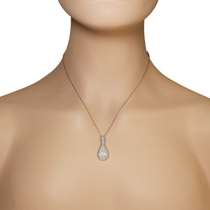 925 Sterling Silver White Clear CZ Large Statement Pendant Necklace