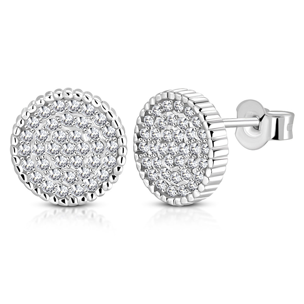 925 Sterling Silver White Clear CZ Stud Earrings