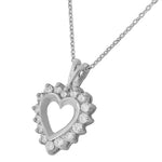 925 Sterling Silver Love Heart Charm White CZ Pendant Necklace