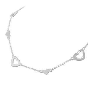 925 Sterling Silver Love Hearts Link Chain Necklace