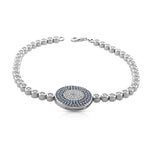 925 Sterling Silver White Blue Bezel-Set CZ Evil Eye Womens Tennis-Bracelet