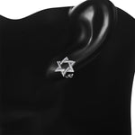 925 Sterling Silver CZ Jewish Star of David Womens Girls Stud Earrings