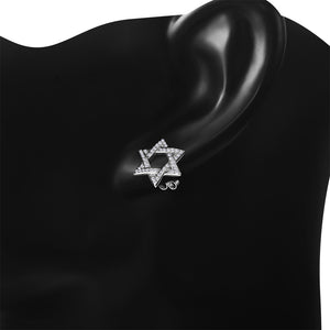 925 Sterling Silver CZ Jewish Star of David Womens Girls Stud Earrings