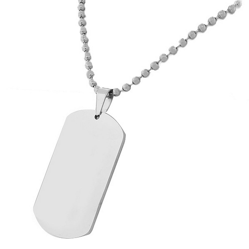 Stainless Steel Silver-Tone Dog Tag Necklace
