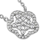 925 Sterling Silver Star CZ Flower Floral Pendant Necklace, 18"