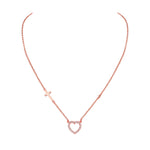 925 Sterling Silver Rose Gold-Tone Love Heart Cross Charm White CZ Pendant Necklace