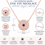 925 Sterling Silver White Blue CZ Round Hamsa Evil Eye Womens Pendant Necklace