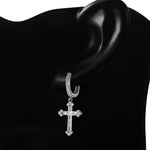 My Daily Styles Womens Girls 925 Sterling Silver Hoop Huggie Earrings with Dangling Cross Sparkling Cubic Zirconia