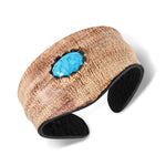 Brown Leather Simulated Turquoise Wristband Wrap Bracelet