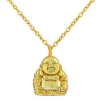 925 Sterling Silver Happy Smiling Buddha Pendant Necklace