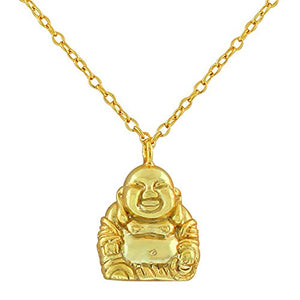 925 Sterling Silver Happy Smiling Buddha Pendant Necklace