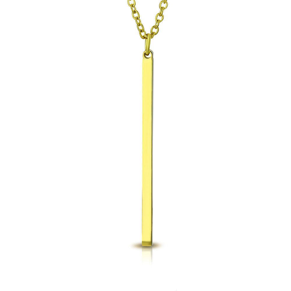 My Daily Styles Stainless Steel Yellow Gold-Tone Silver-Tone Vertical Bar Pendant Necklace, 18"