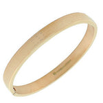 Stainless Steel Rose Gold-Tone Greek Key Bangle Bracelet