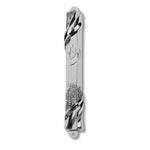 Mezuzah Case - Metal Silver-Tone Jewish Blessing for Home Old City Design, 6"