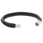 Stainless Steel Brown Leather Silver-Tone Wristband Bracelet