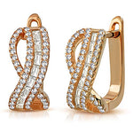 925 Sterling Silver Rose Gold-Tone Baguette Round CZ Hoop Huggie Earrings