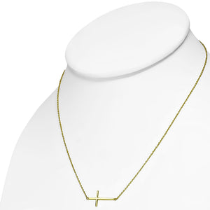 925 Sterling Silver Sideways Cross Necklace for Women
