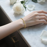 Stainless Steel Beaded Cross Bracelet, CZ Crystal Stretch Bracelet, Religious Jewelry (Yellow Gold-Tone)