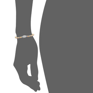 My Daily Styles Stainless Steel Beaded Stretch Bracelet with Crystal Accent Barrel, Elastic Band