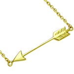 925 Sterling Silver Yellow Gold-Tone Classic Love Arrow Horizontal Womens Pendant Necklace