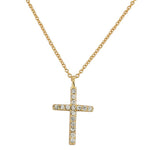 925 Sterling Silver Yellow Gold-Tone Womens Religious Cross White CZ Classic Pendant Necklace