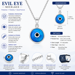 925 Sterling Silver Blue Glass Evil Eye Pendant Necklace with Chain