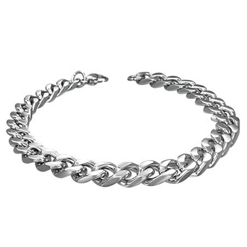 Stainless Steel Curb Cuban Link Mens Bracelet