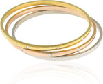 My Daily Styles Women's Tri-Color Stackable Bangle Bracelets Set, Stainless Steel with CZ Accents, 3-Piece