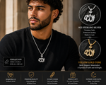 925 Sterling Silver Allah Pendant Necklace for Men, Large Muslim Islamic CZ Pendant, 24 Inch Chain, Religious Jewelry Gift