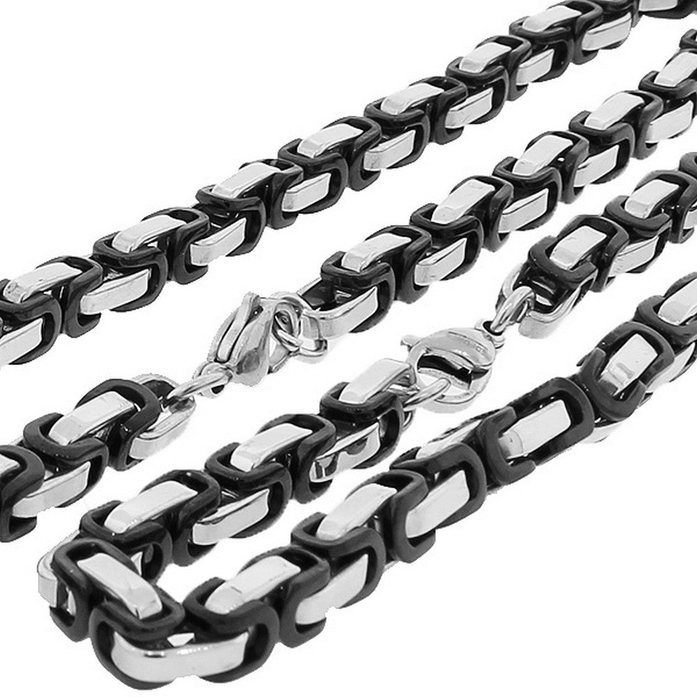 Black Link Chain Bracelet Set