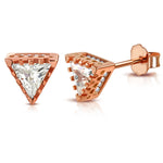 925 Sterling Silver White Clear CZ Triangle Stud Earrings, 0.25"