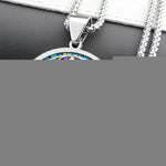 My Daily Styles Stainless Steel Star of David Menorah Pendant Necklace – SHALOM Jewish Medallion with Colorful Mosaic Design – 60cm Chain – Judaica Religious Jewelry Gift for Men & Women