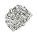 Stainless Steel Clear CZ Statement Mens Ring Band