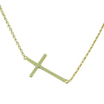 925 Sterling Silver Gold-Tone Womens Sideways Religious Cross Necklace Bracelet Set