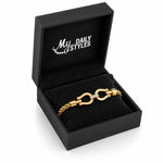 My Daily Styles Women's Gold Tone Stainless Steel Bracelet with CZ Accent Clasp, 8 Inch Multi Strand Link Chain Bracelet, Polished Finish, Fashion Jewelry Gift for Women