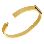 Stainless Steel Yellow Gold-Tone Simulated Amber Filigree Bangle Bracelet