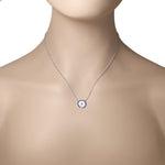 925 Sterling Silver Evil Eye Hamsa White Blue CZ Pendant Necklace
