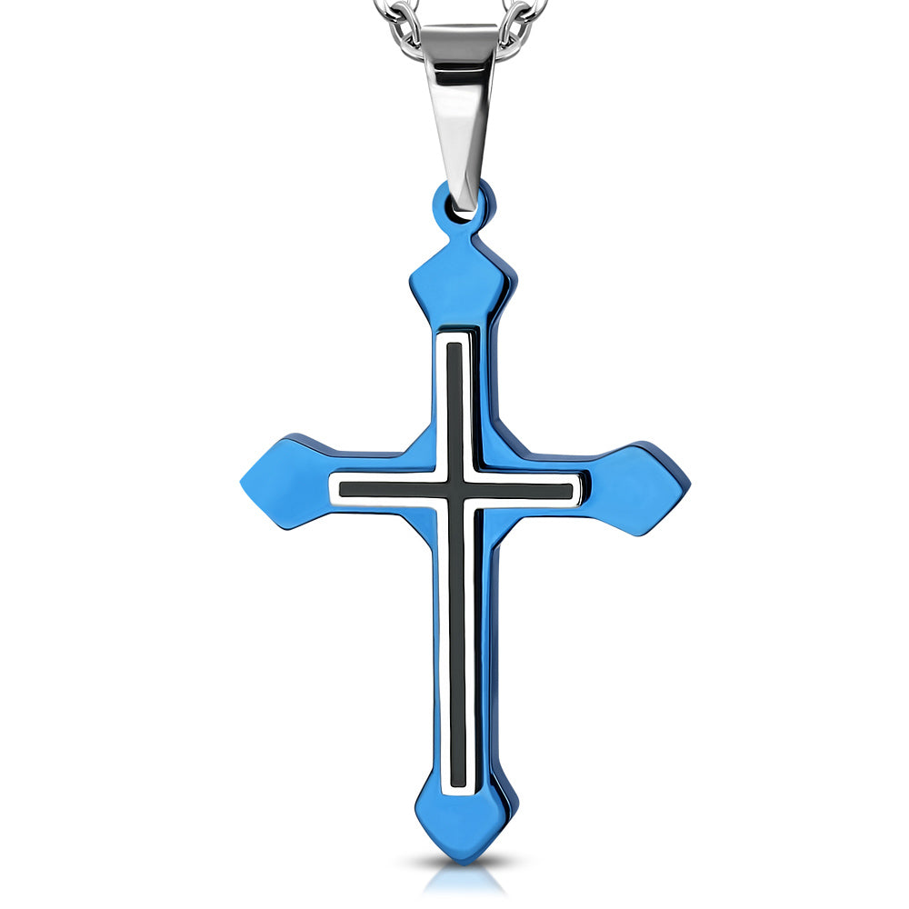 Blue Décor Cross Necklace