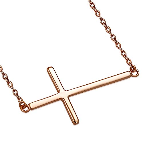925 Sterling Silver Sideways Cross Necklace for Women