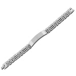 Stainless Steel Silver-Tone Name Tag Men's Link Chain Bracelet