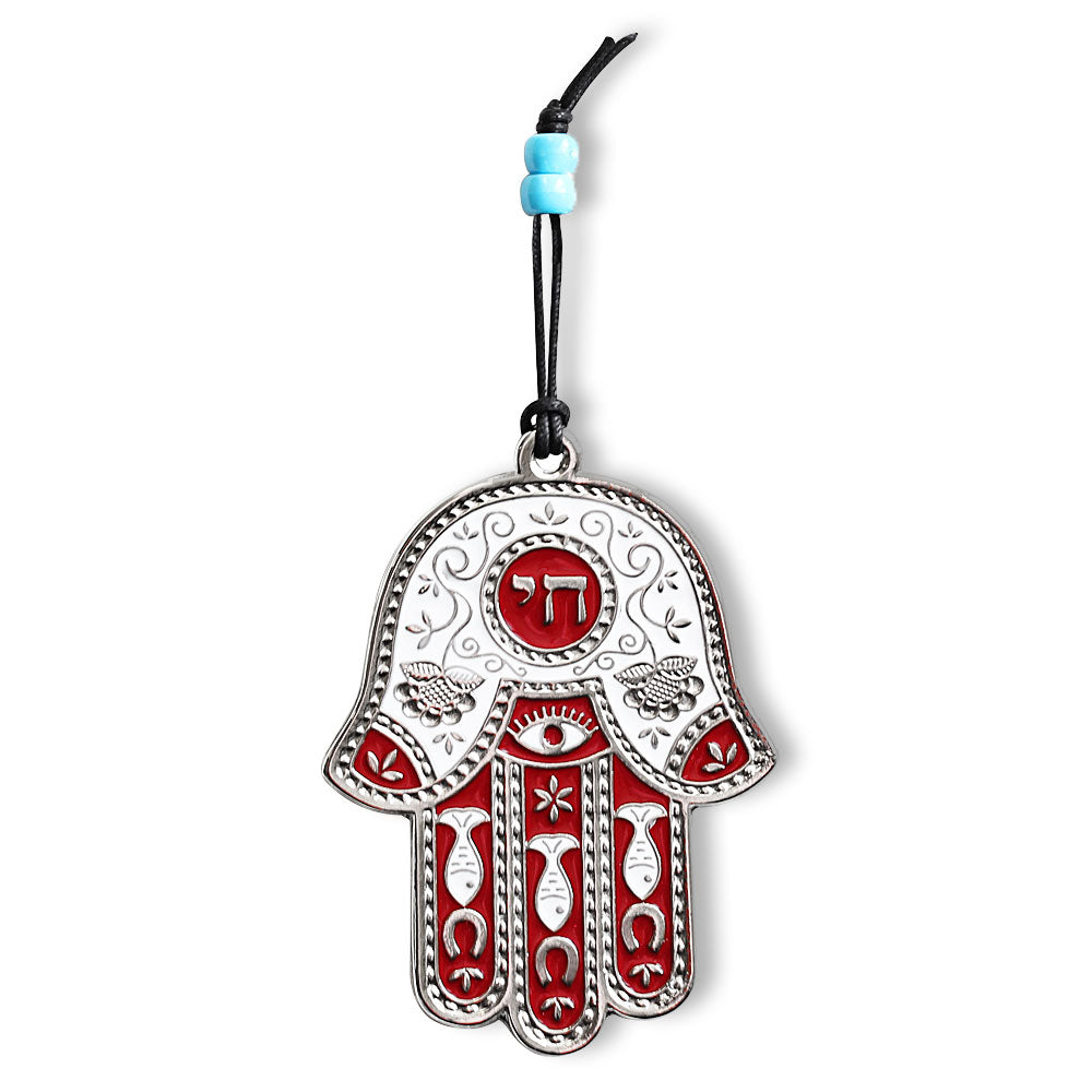 Jewish Chai Living Good Luck Home Wall Decor Multicolor Hamsa Hand - Medium - Made in Israel - Purple