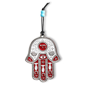 Jewish Chai Living Good Luck Home Wall Decor Multicolor Hamsa Hand - Medium - Made in Israel - Purple