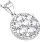 925 Sterling Silver Round CZ Circle Pendant Necklace, 18"
