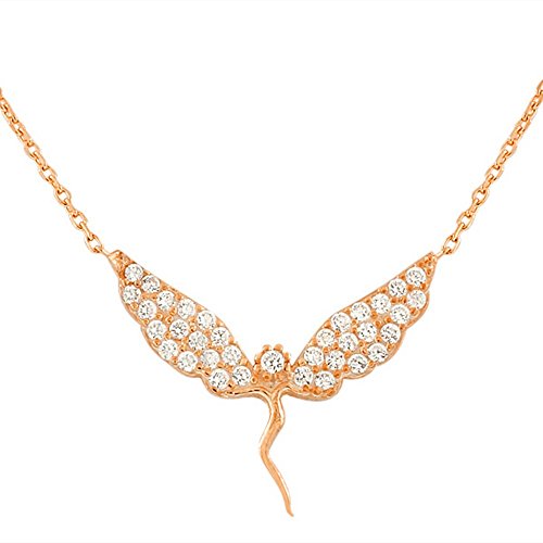 925 Sterling Silver Fairy Girl Charm White CZ Pendant Necklace with Chain