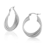 Stainless Steel Silver-Tone Multi-Bangle Hoop Earrings